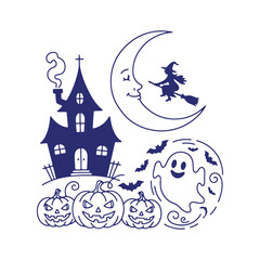 The flat design concept for the Happy Halloween night poster focuses on simplicity, elegance, and ease of recognition.