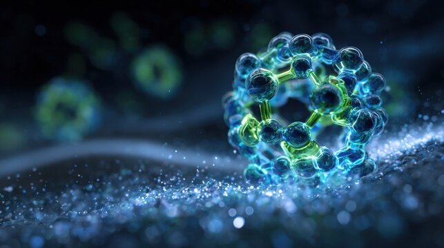 glowing molecule abstract science art