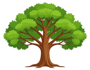 Full, lush green tree against white