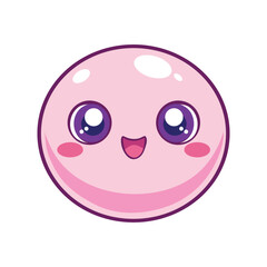 Cute pink emoji with big eyes and a happy smile isolated on white background perfect for expressing joy and positivity
