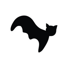 Simple black bat silhouette isolated on white background, perfect for halloween designs and spooky themed decorations