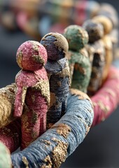Colorful Thread Figures Representing Partnership and Collaboration in a Network