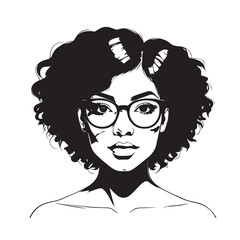 Black and white close up illustration of a beautiful woman face minimalist elegant line art drawing