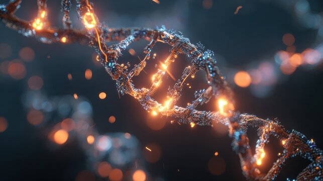 glowing dna strand abstract art