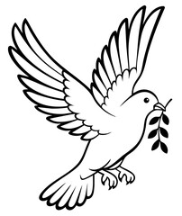 Dove with olive branch, Christian symbol of peace, hope, forgiveness, salvation and God’s covenant
