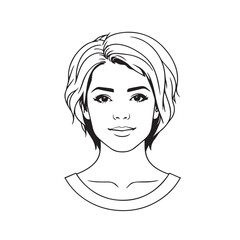 Black and white close up illustration of a beautiful woman face minimalist elegant line art drawing