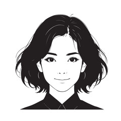 Black and white close up illustration of a beautiful woman face minimalist elegant line art drawing