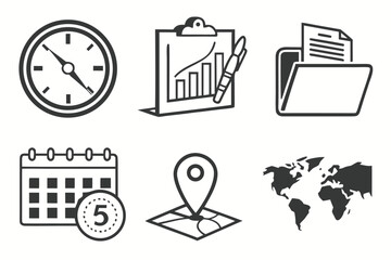 Vector set of business icons for web and mobile design, featuring symbols like shopping cart, mail, money, and office