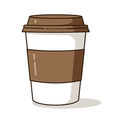 Vector art of a simple illustration of a disposable coffee cup with a lid and sleeve