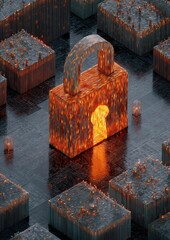 Intricate Visualization of Data Encryption Layers in a Cybersecurity Environment