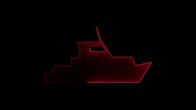 Glowing neon line Toy boat icon isolated on black background. Minimalist sailing adventure symbol. Sail boat marine cruise travel. ail boat and wave motion graphic video template . 4K video!