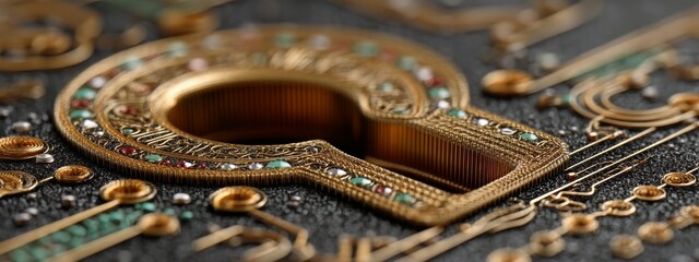 Artistic Digital Interface with Intricate Papercut Design and Unique Gold Detailing