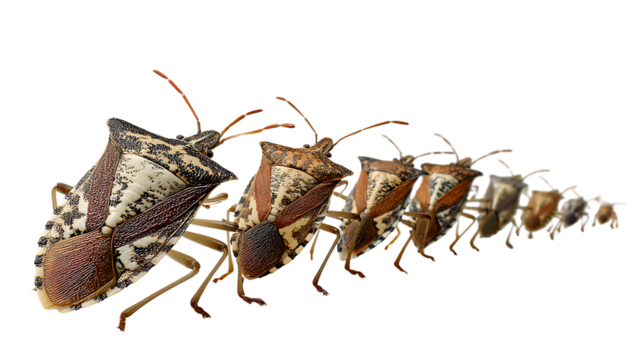 Stink bug progression isolated on transparent background