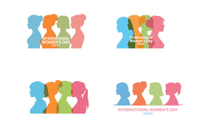 Fototapeta premium Colorful women silhouettes for international womens day celebration design 