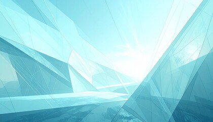 Futuristic digital background of overlapping blue geometric shapes and light.