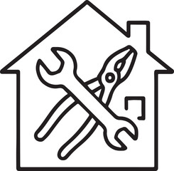 Home repair and maintenance service icon with wrench and pliers