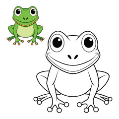 Fototapeta premium frog coloring page for kids. Vector cartoon character. Educational game. educational worksheets for kindergarten.