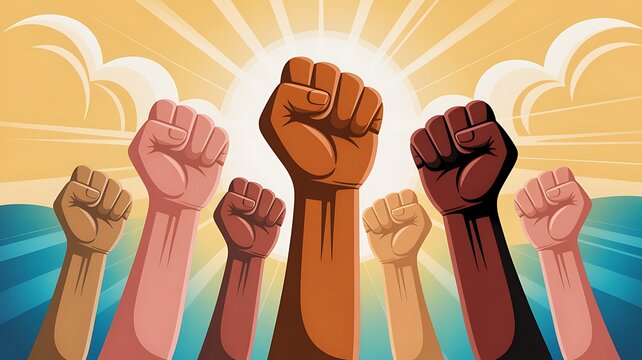Vibrant impactful illustration depicting a powerful social justice movement