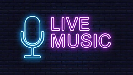Neon Sign Live Music Concert Nightclub Event.