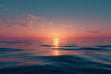 Obraz premium A serene sunset over calm waters, showcasing vibrant colors and peaceful reflections.