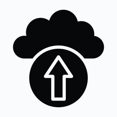 Cloud Upload Isolated Vector Silhouette Style Icon,