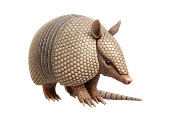 Fototapeta premium Armadillo with textured shell and claws isolated on a transparent background animal