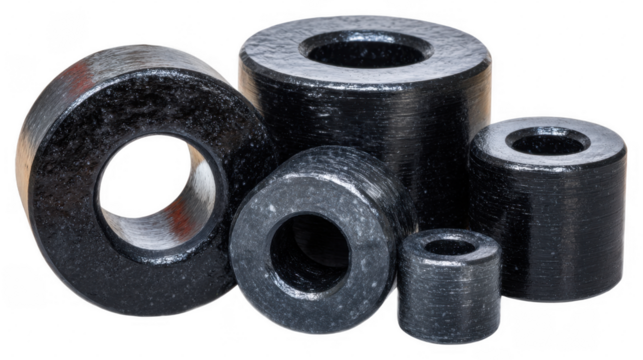 Metal cylinders with holes on transparent png background