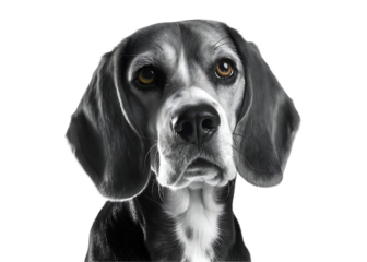 Beagle dog portrait on white background isolated on a transparent background animal