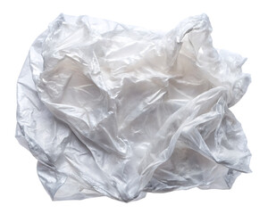 Crumpled Transparent Plastic Bag on White Background translucent isolated on a transparent background