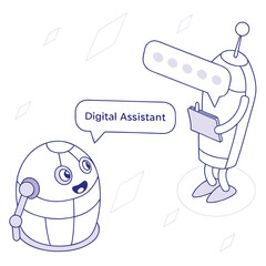 Neon-Lit AI Chatbot with Techy Speech Bubbles on Virtual Interface