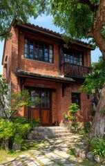 Traditional brick house exterior