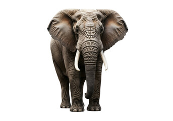 Obraz premium Powerful African elephant against a stark black background, showcasing its detailed texture and imposing presence.