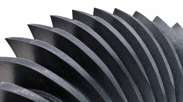 Metal blades curved design close up on transparent png background