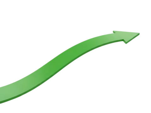Green arrow showing upward trend