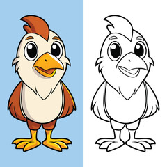 Obraz premium hawk coloring page for kids. Vector cartoon character. Educational game. educational worksheets for kindergarten.