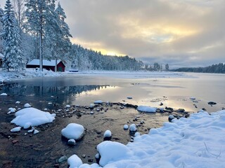 winter landscape with lake