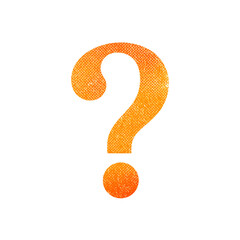 Orange textured question mark isolated on transparent background