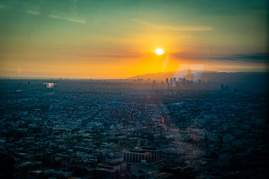 USA, California, Los Angeles, Downtown LA - Sunset in Downtown LA