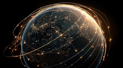 glowing earth global network connections