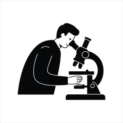 Scientist using microscope for scientific research and laboratory discovery