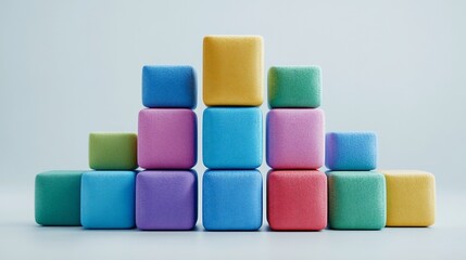 Colorful cube pyramid arrangement