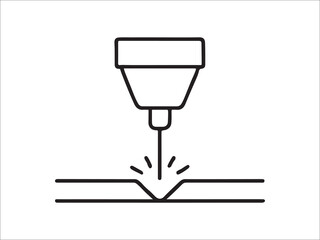 Welding process line drawing with sparks on white background vector