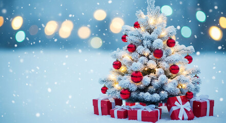 christmas tree and snowflakes