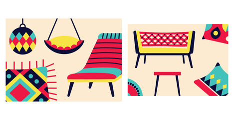 Sleek contemporary furniture collection blending modern minimalist design vector art design