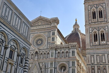 Detail of the Florence Cathedral, the Baptistery and Giotto's Bell Tower