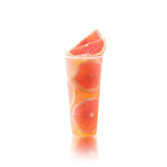 Isolated vibrant red grapefruit fruit tea, cold beverage