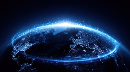 glowing earth digital network connection