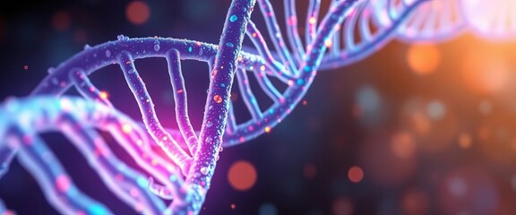 Abstract swirling DNA strands, glowing helix, vibrant colors, microscopic view,  healthcare,  vibrant