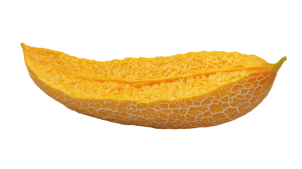A single fresh bitter melon , perfectly shaped with vibrant natural color, isolated on a pure white background png