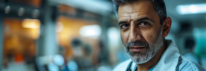 Confident doctor in a modern hospital setting, showcasing expertise and compassion.